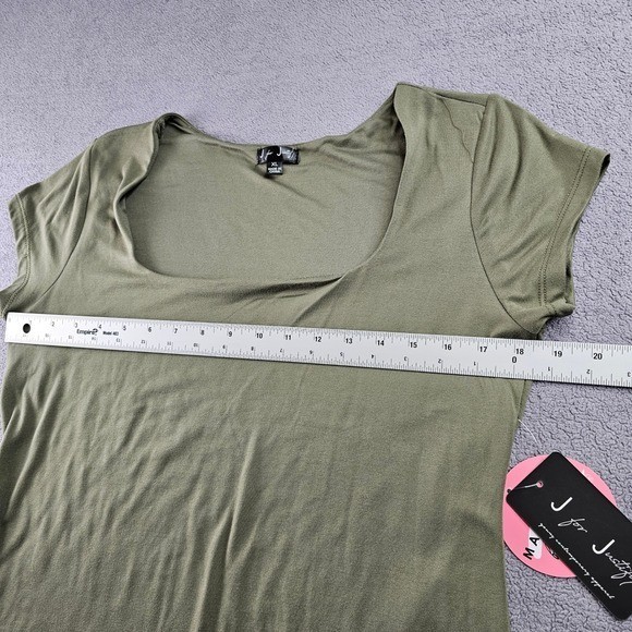 J for Justify Maternity Olive Green Square neck Maxi Dress Side Slit Size XL NWT