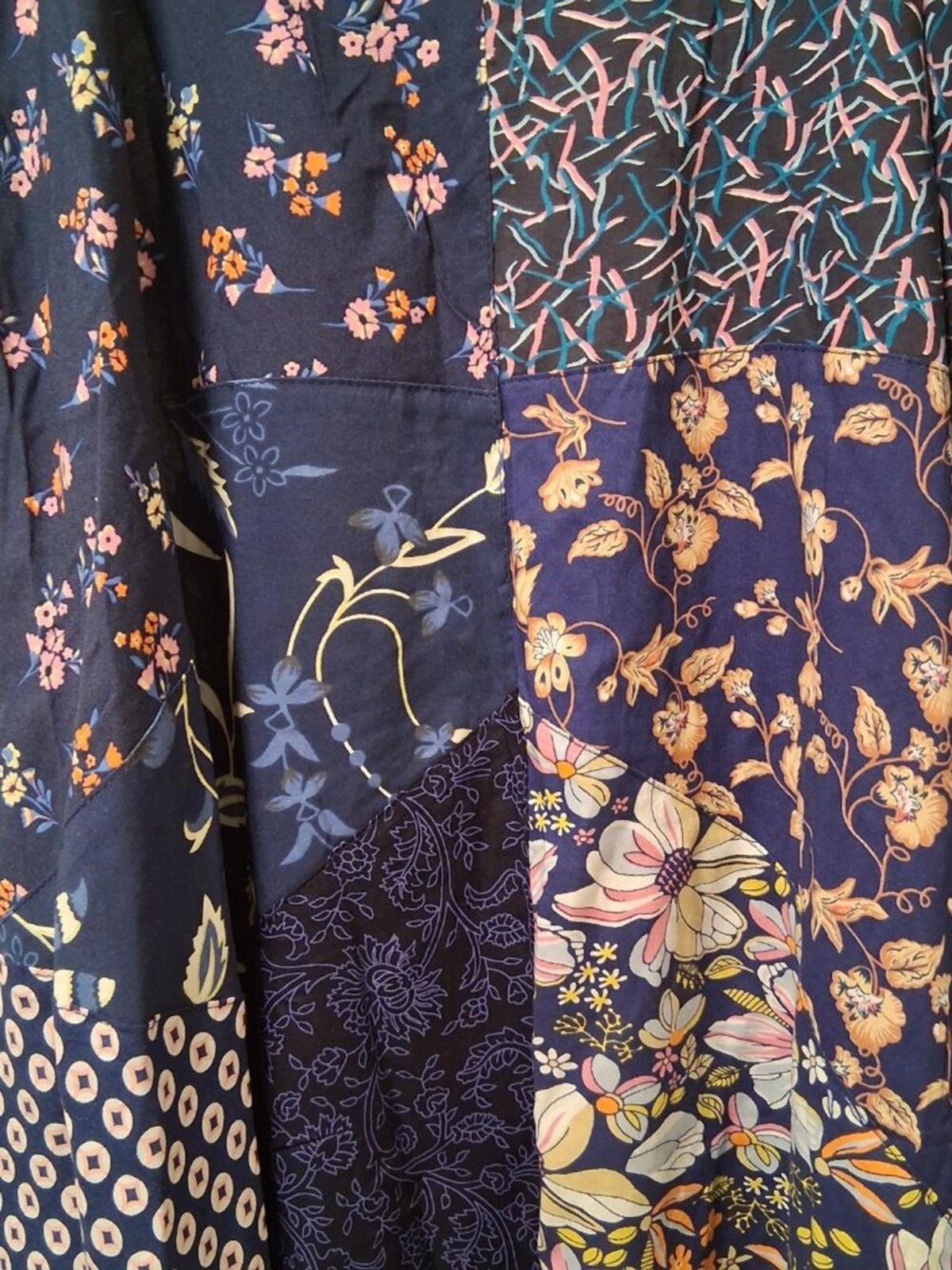 JADED gypsy Floral Patchwork Adjustable Straps Handkerchief Dress sz L/XL NWT