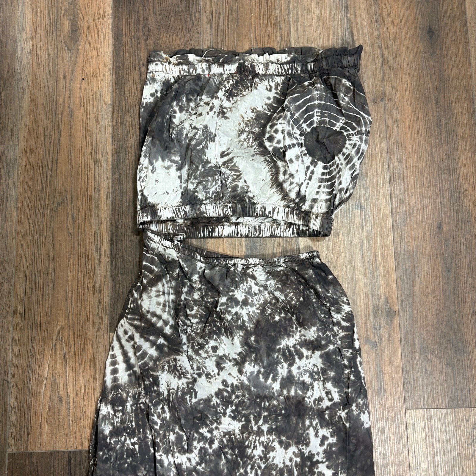 Stark X Small Florance Tie Dye Strapless Dress Gray Cotton Cut Out Asymmetrical