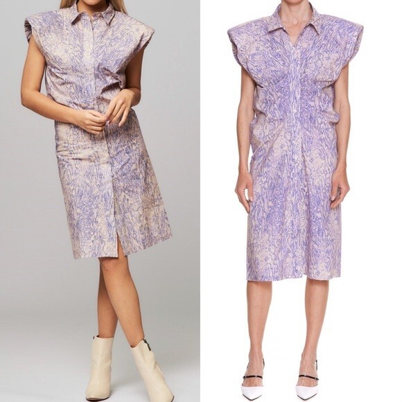Remain Birger Christensen Purple Marika Dress Shoulder Pads Size 4 Designer NWT