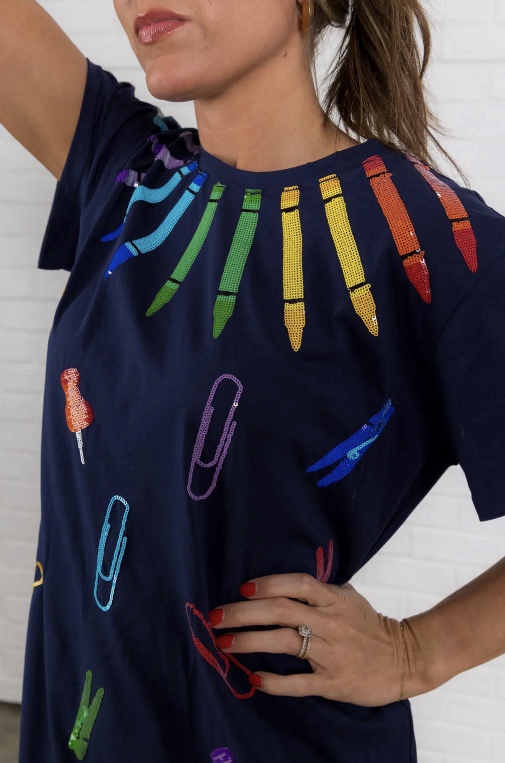 🖍️📎📌Queen Of Sparkles XS Sequined School Supplies Dress EUC