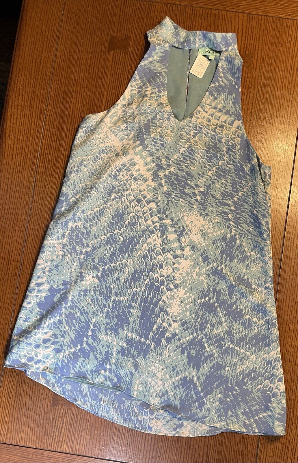Tunic Dress Karlie Women Med Sleeveless Short Key Hole Snake Skin Pattern Blues