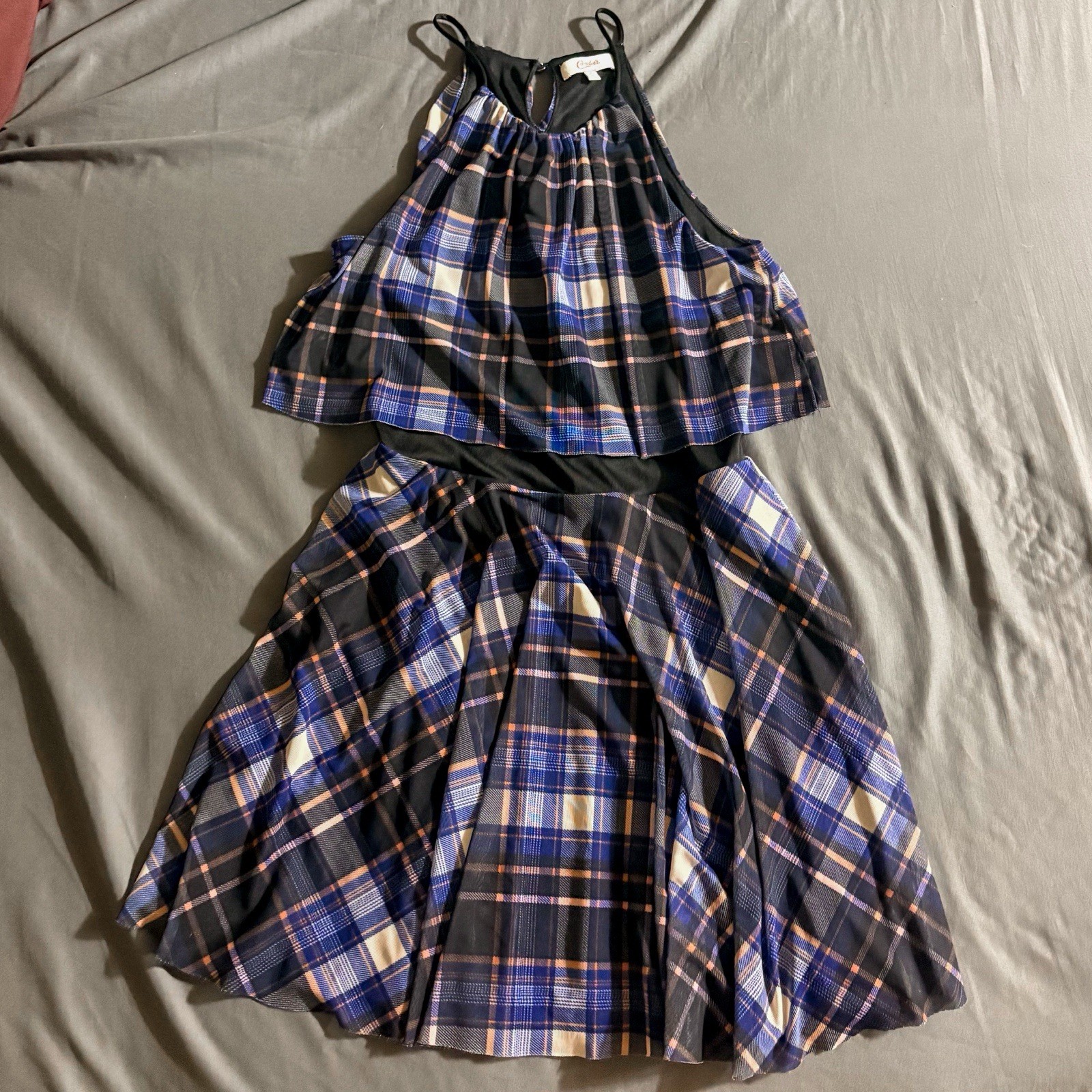 Candies Vintage Y2K Scene Blue/Black/Pink Plaid Grunge Emo Punk Dress Small