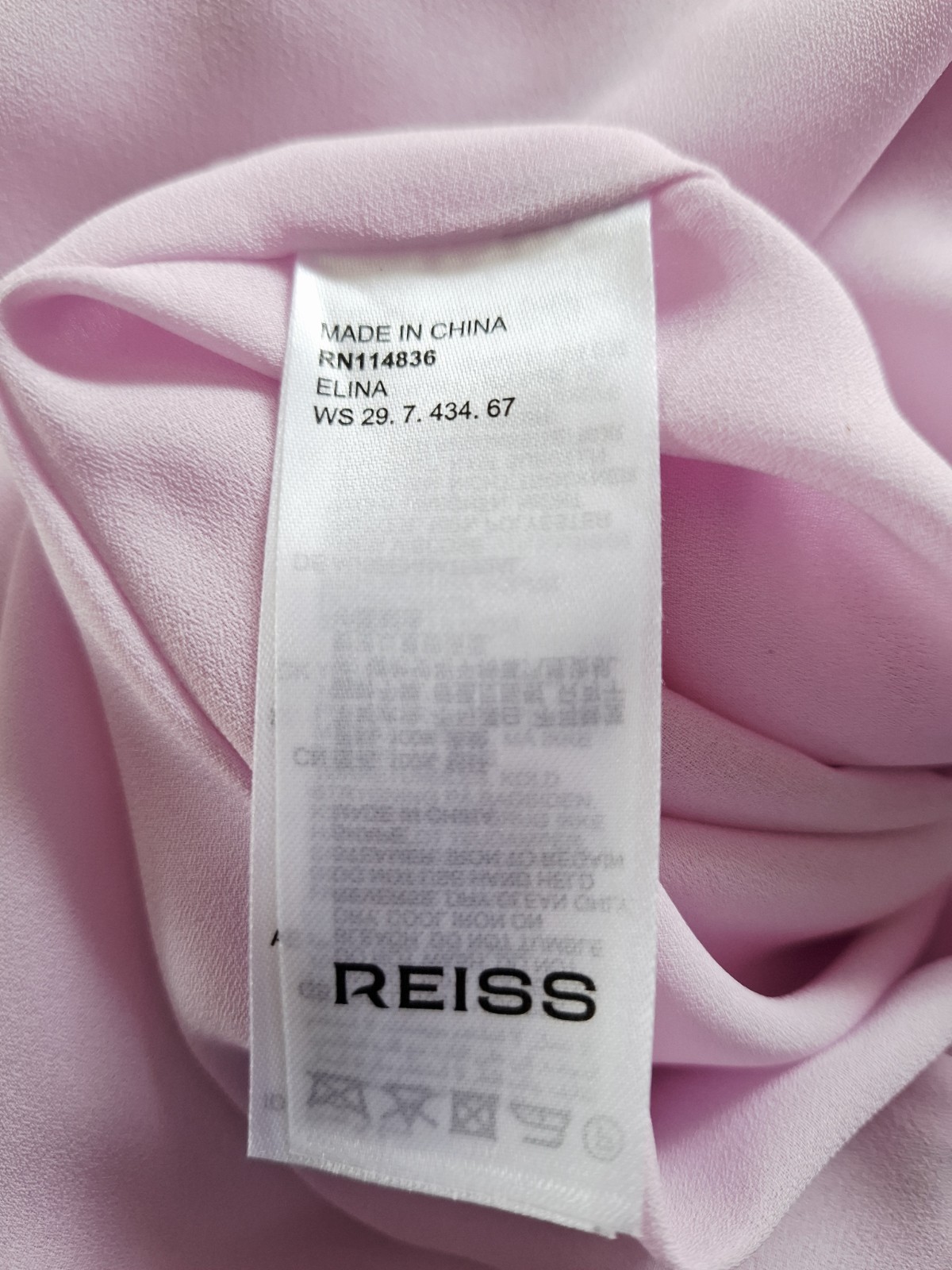 Reiss Elina Draped Tuck Mini Dress, Pale Pink – Size 10