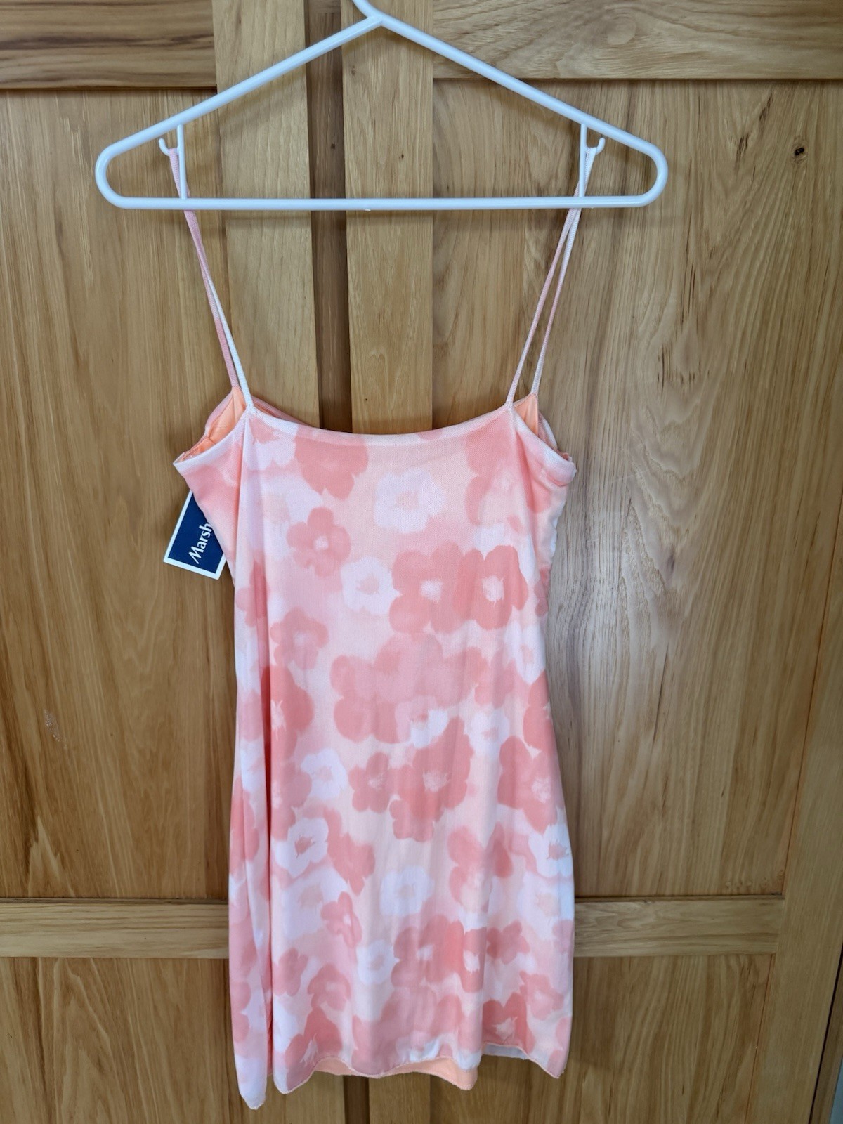 See You Monday Floral Spaghetti Strap Peach Mini Dress Women’s Med NWT