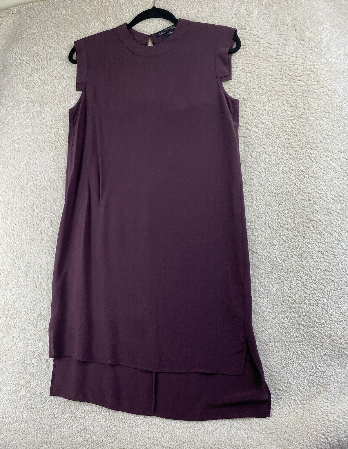 AllSaints Silk Dress Size 4 US EU 36 Purple Maroon 100% Silk Lined Minimalist