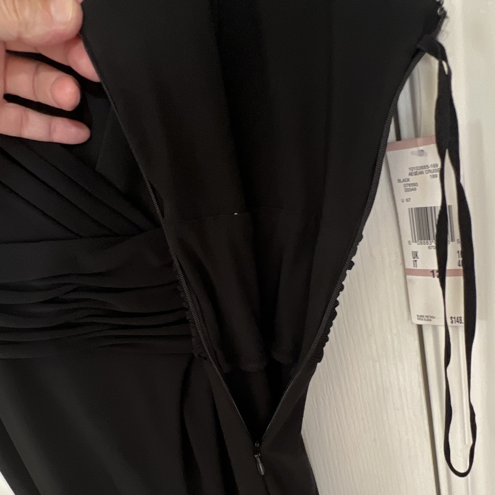 NWT Anne Klein Black Dress Size 12 Wrap Ruched Cap Sleeve Office Cocktail $148