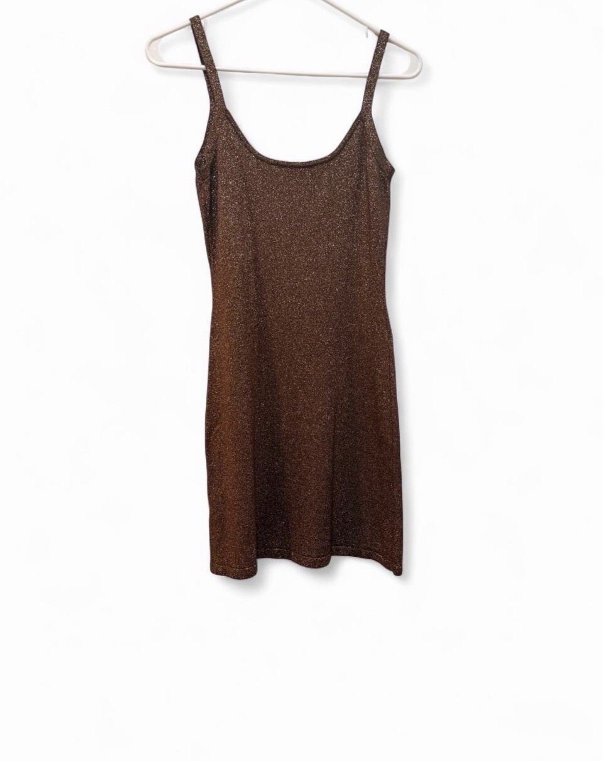 Guess Mini Dress Womens 4 Tank Short Strappy Sparkle Glitter Brown Python Preppy