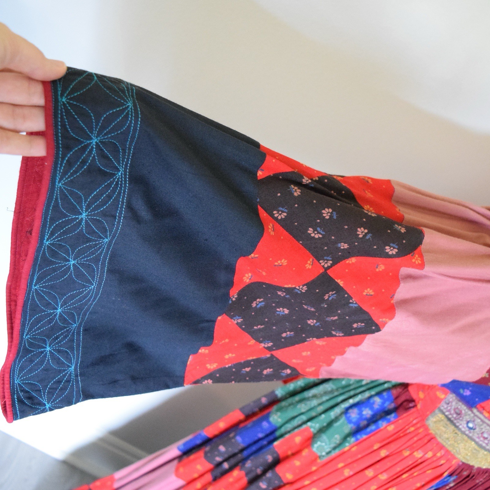 RARE AFGHAN VTG 1970s Kuchi Patchwork Dress Embroidered Boho Collector’s Piece