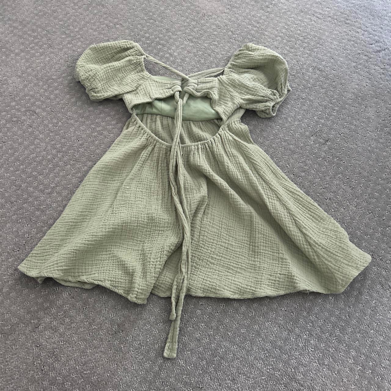 Princess Polly Lets Dance Mini Dress Green Babydoll Puff Sleeve Size 2