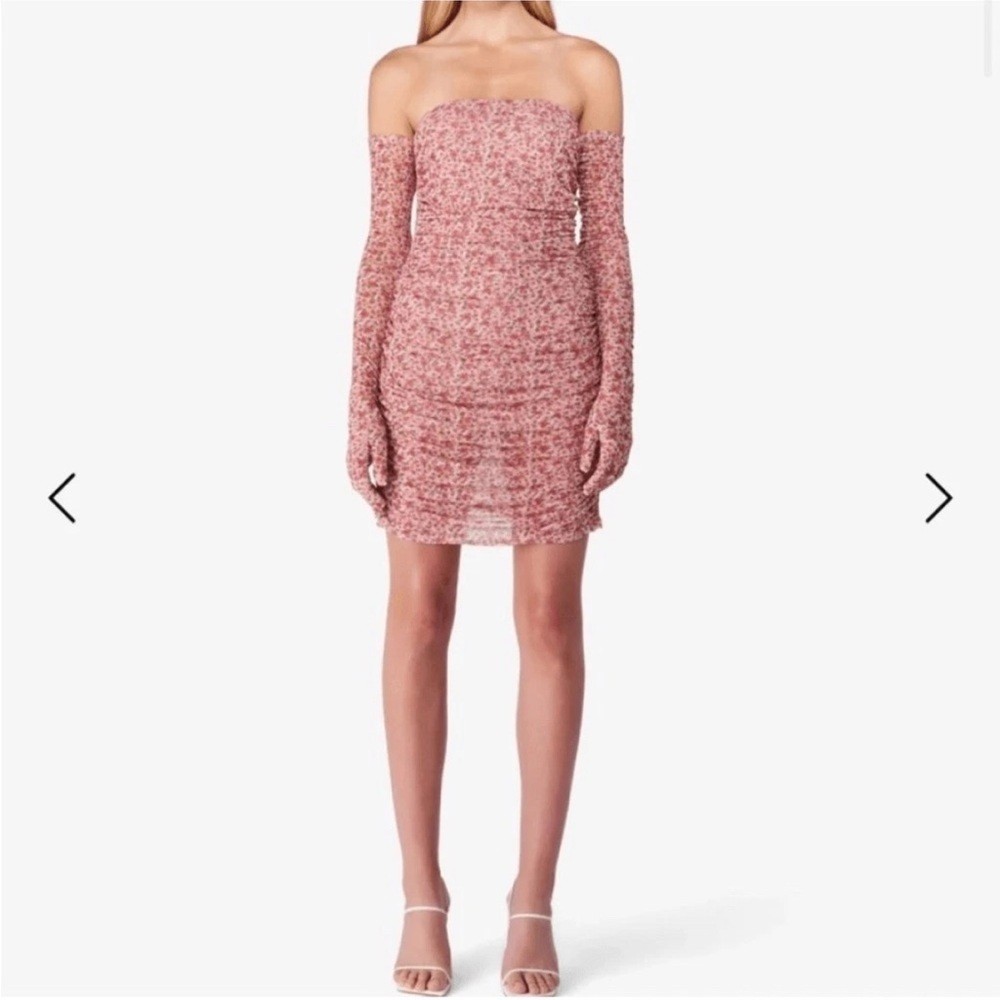 MISCREANTS x REVOLVE Cupid Ruched Mini Dress in Dusty Rose Ditsy Floral