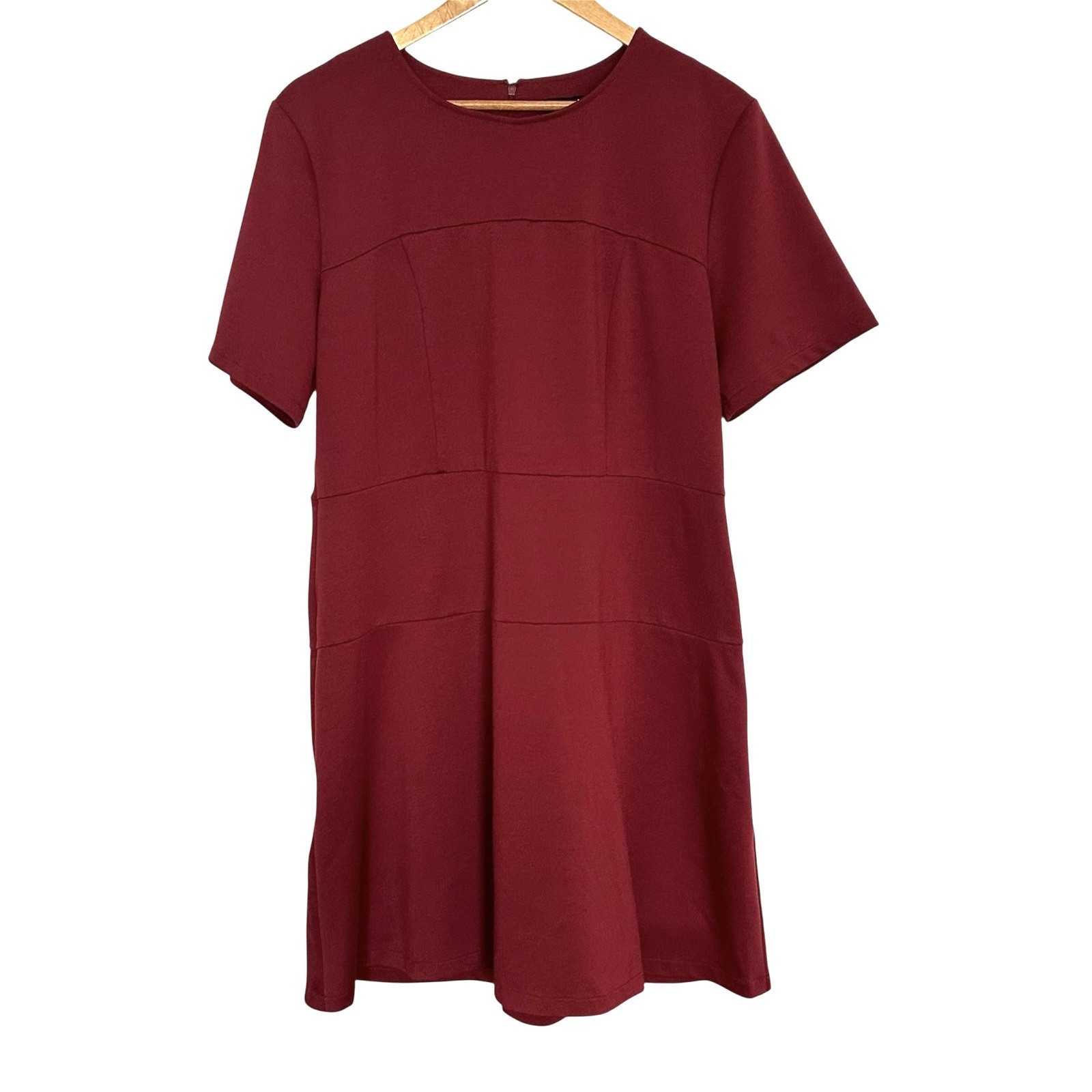 Alison Andrews Dress Women’s XL Burgundy Red Short Sleeve Zipper Mini