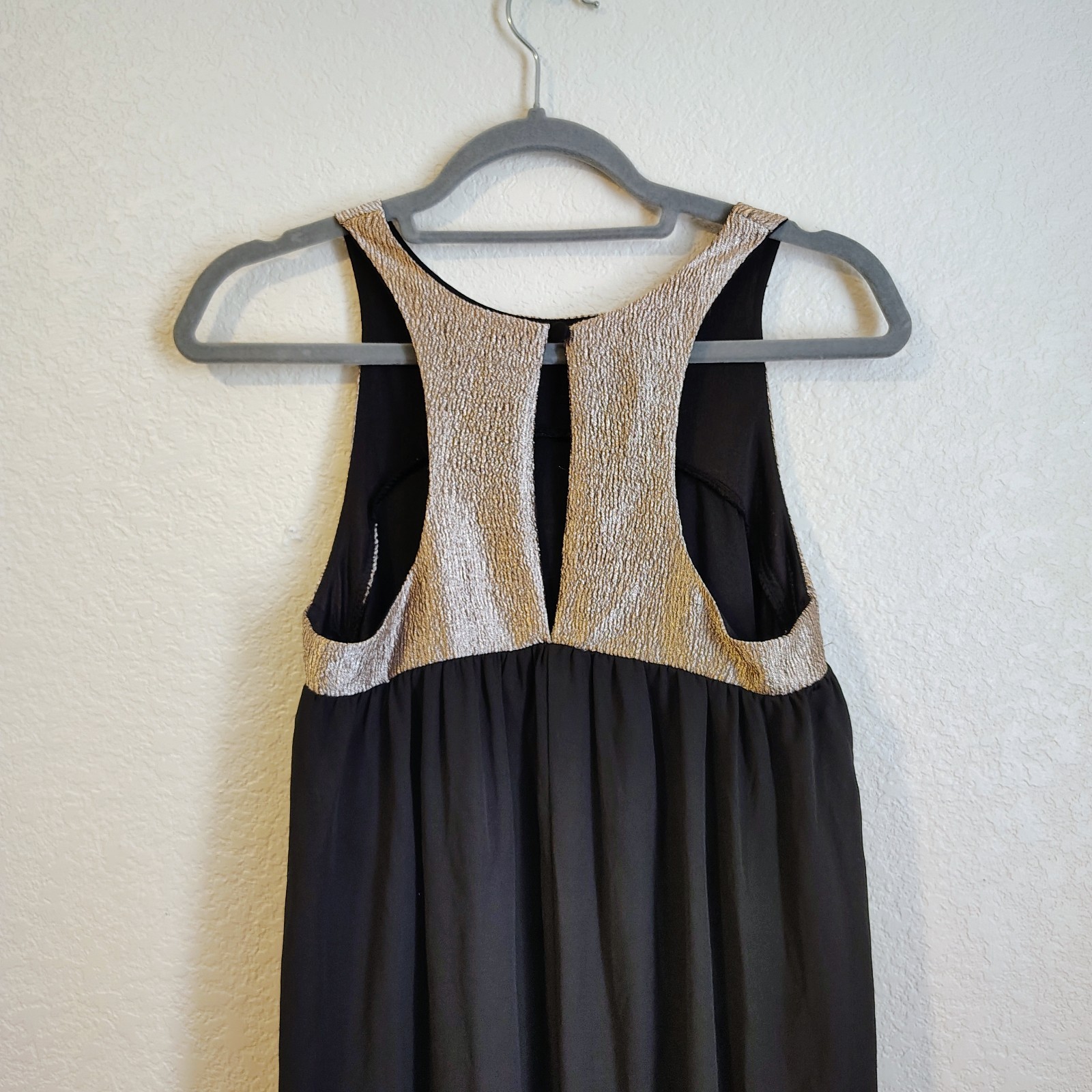Needle & Thread Size Small Holiday Party Dress Black Gold Sheer Keyhole Hi Low