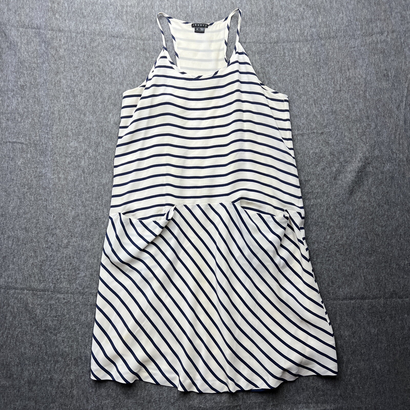 Theory Alesandra Stripe Silk  Blue and Ivory stripe Dress Sz 6