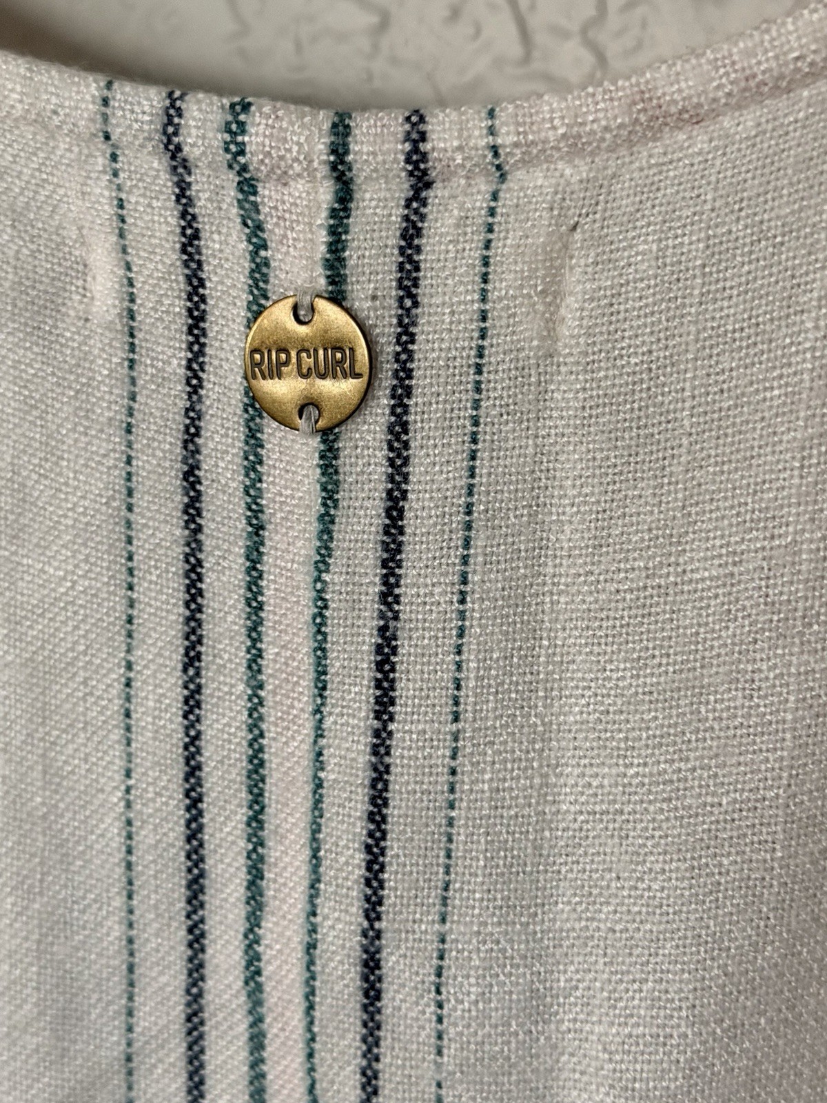 RIP CURL Striped Button Front Short Sundress Strappy Size L 100% Viscose