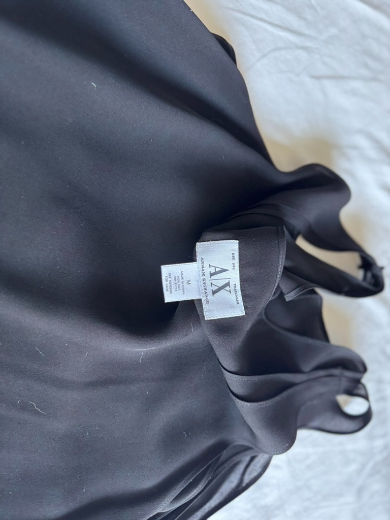 A|X Armani Exchange Vintage 90’s Black Silk Tank Swing Dress Size M