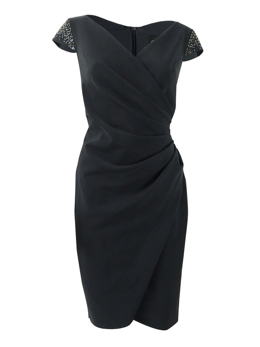 Alex Evenings Women’s Beaded Sleeve Dress (10, Charcoal) 884002774301