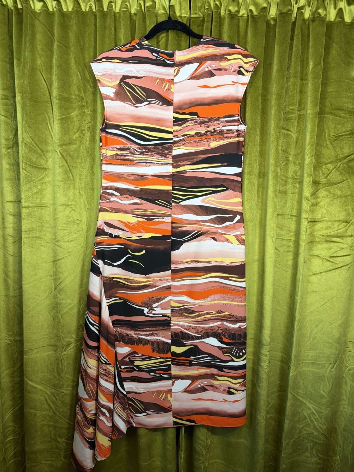 Cedric Charlier Assymetrical Midi Dress w/ abstract desert print US 10 $600+