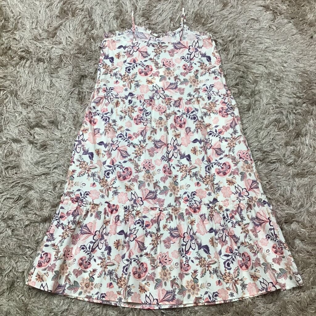 Who What Wear Womens Sundress Multicolor Floral Tiered Midi Coastal M New