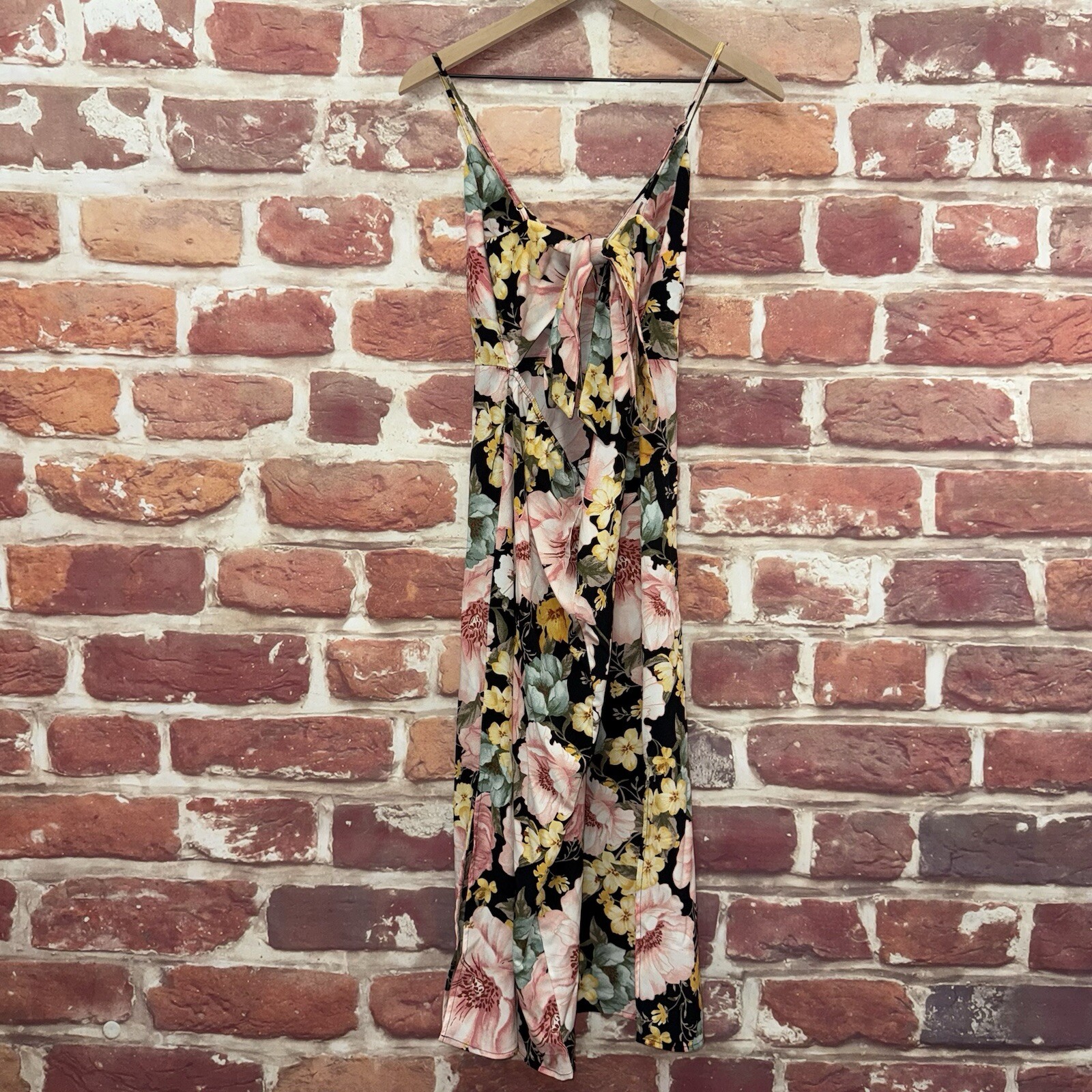 Forever 21 Dress Womens Medium Floral Casual Sleeveless Open Tie Back Midi