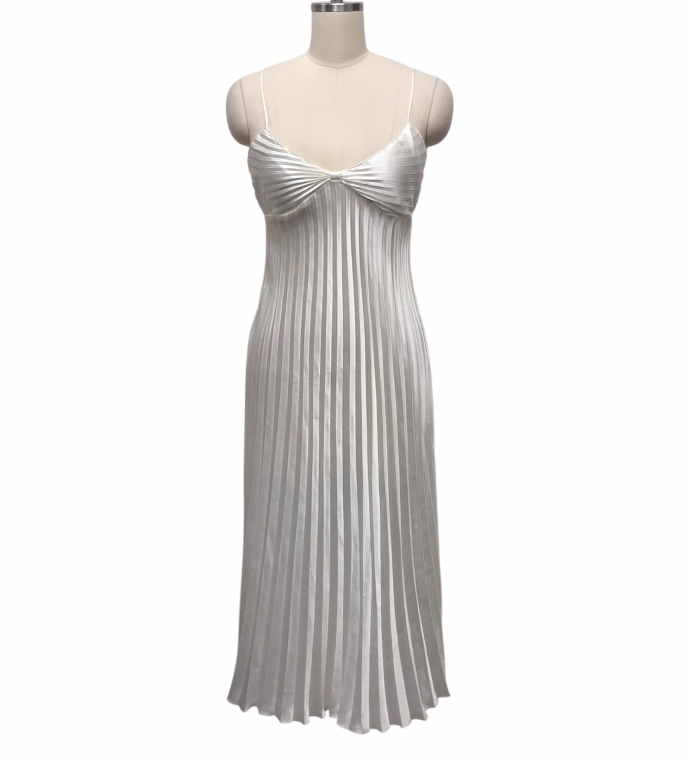 VTG California Dynasty Pleated Satin Slip Dress Babydoll Angelcore Goddess Sz S