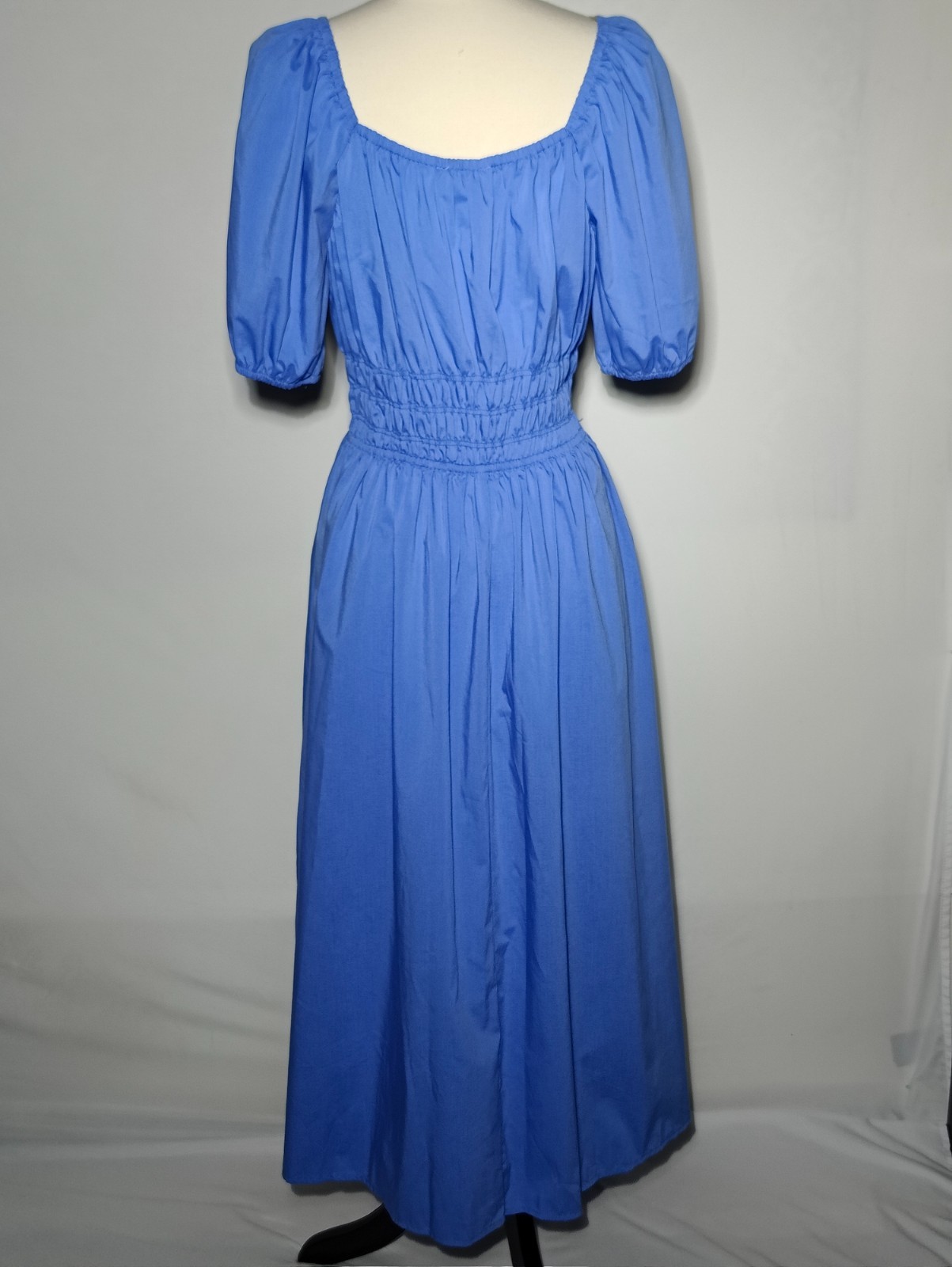 Just Found Periwinkle Blue Cottagecore Midi Dress Smocked Waist Puff Sleeve 1X.
