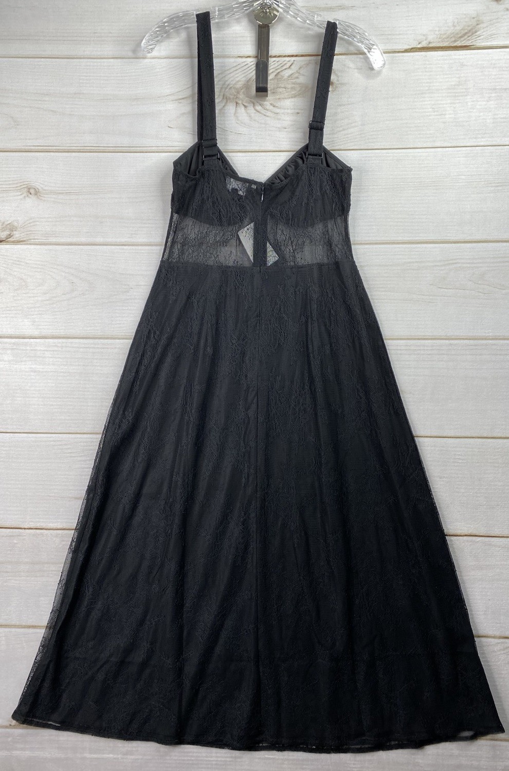 Danielle Bernstein Lace Dress Sz L Black Semi Sheer Sleeveless Bustier NWT
