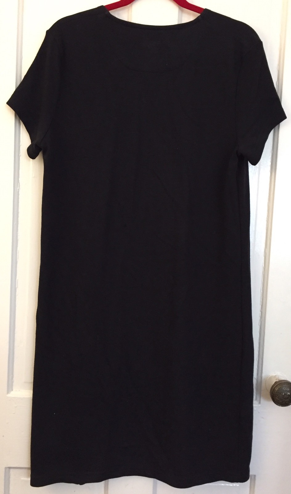 HORNY TOAD Simple Black Short Sleeve Soft Knit Dress Inside Pocket Womens Size L