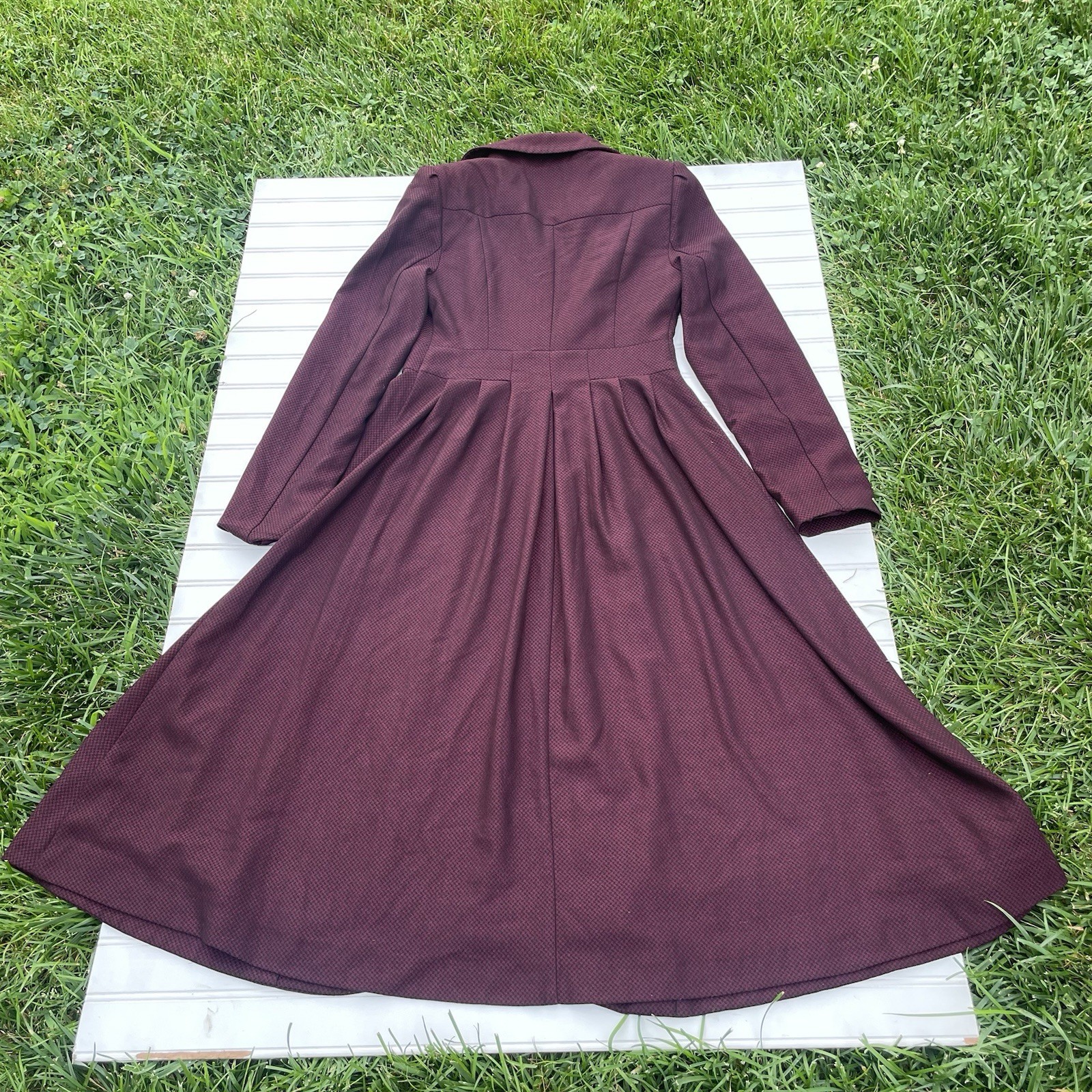 Women’s Turkish Burgundy Modest Coat Dress Long Sleeve Midi Modest Elegant Jack