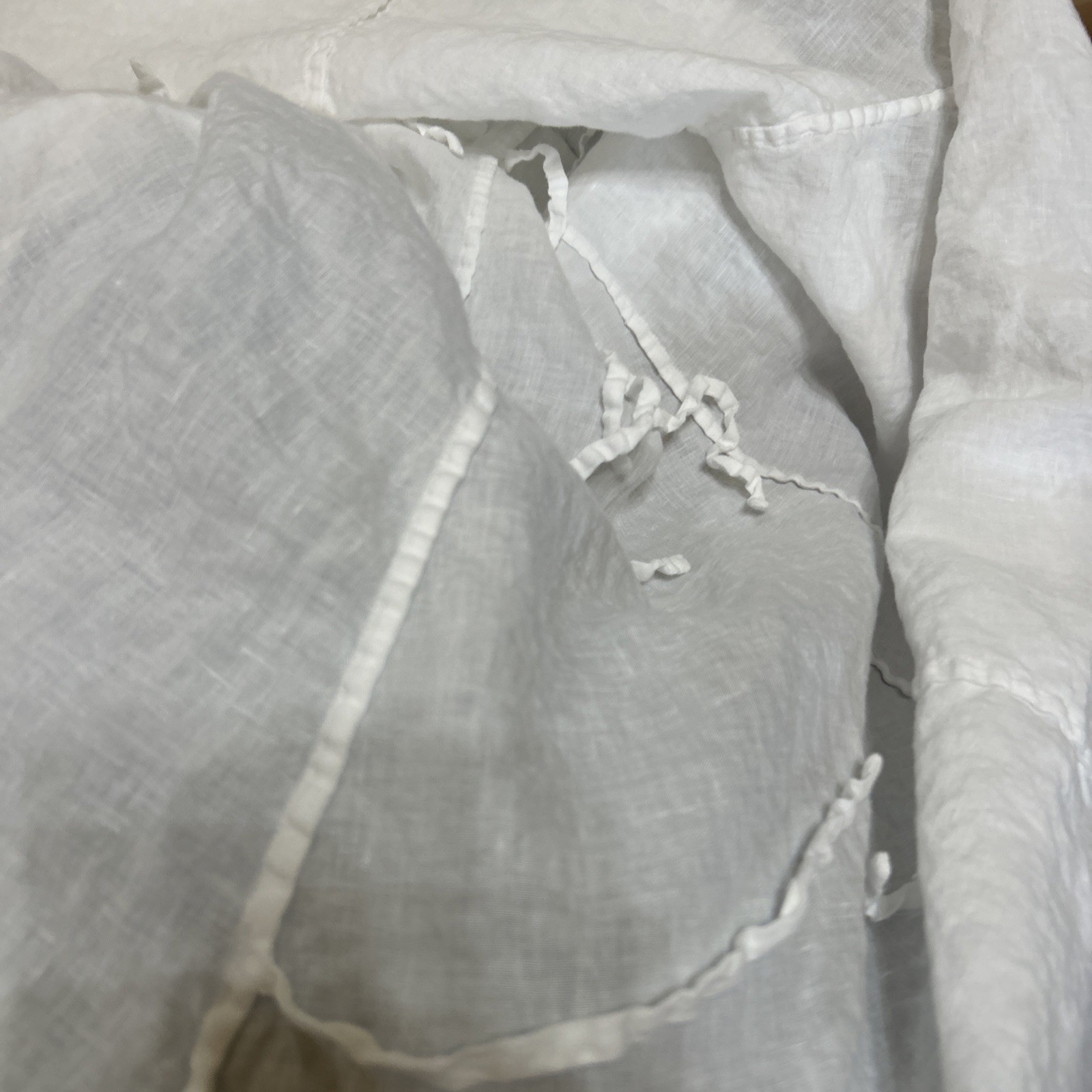 EILEEN FISHER White Irish Linen Handkerchief w/Ties Lagenlook Dress Size Small