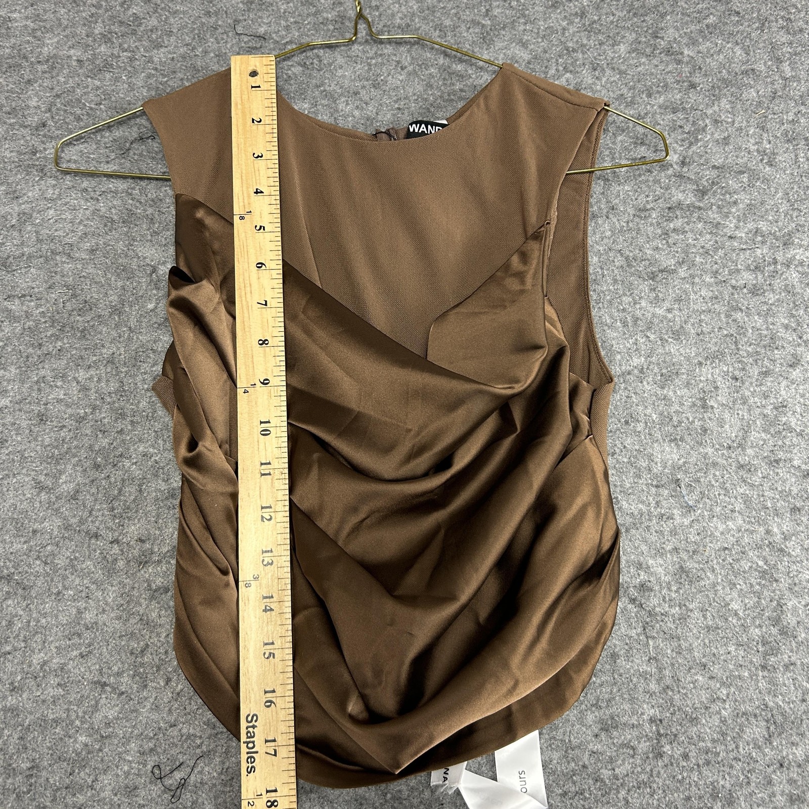 Wanderdoll Cole Dress Womens S Maxi Gown Drape Ruched Skirt & Top Set Brown