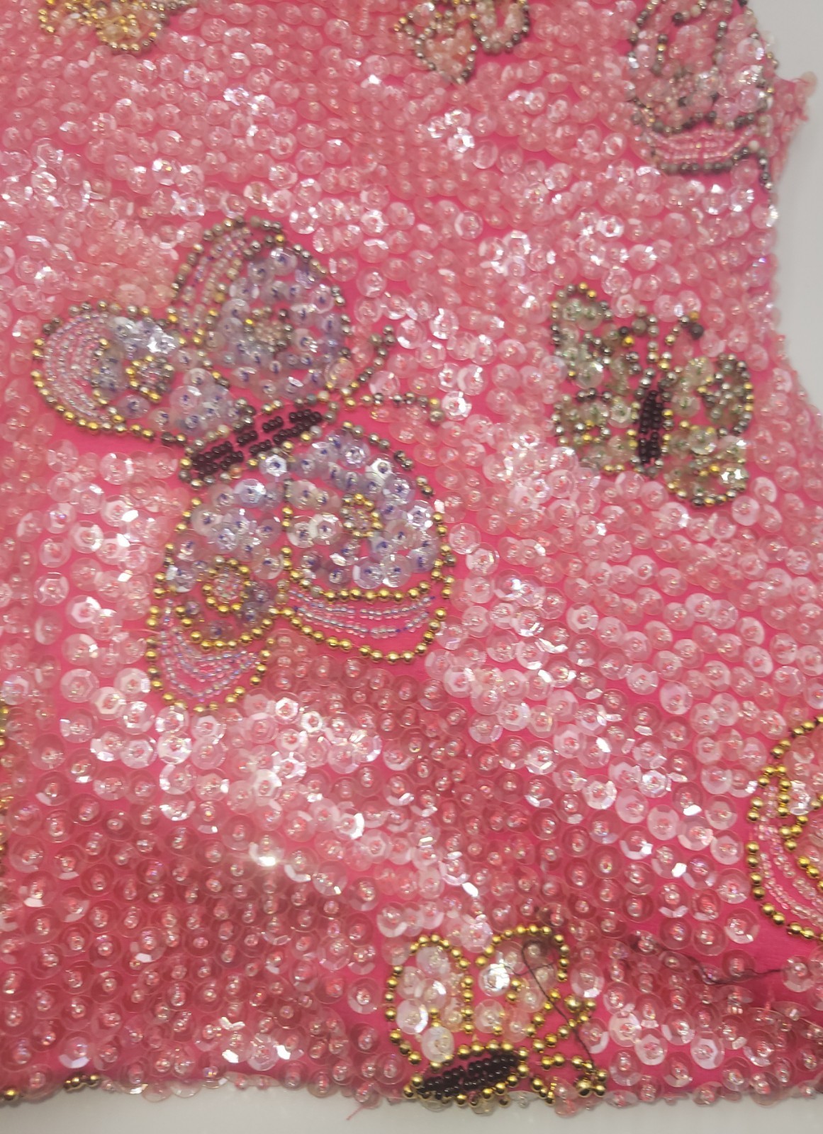 Little Attitudes Beautiful Hand Sewn Sequin Pink Butterfly Dress Size 14