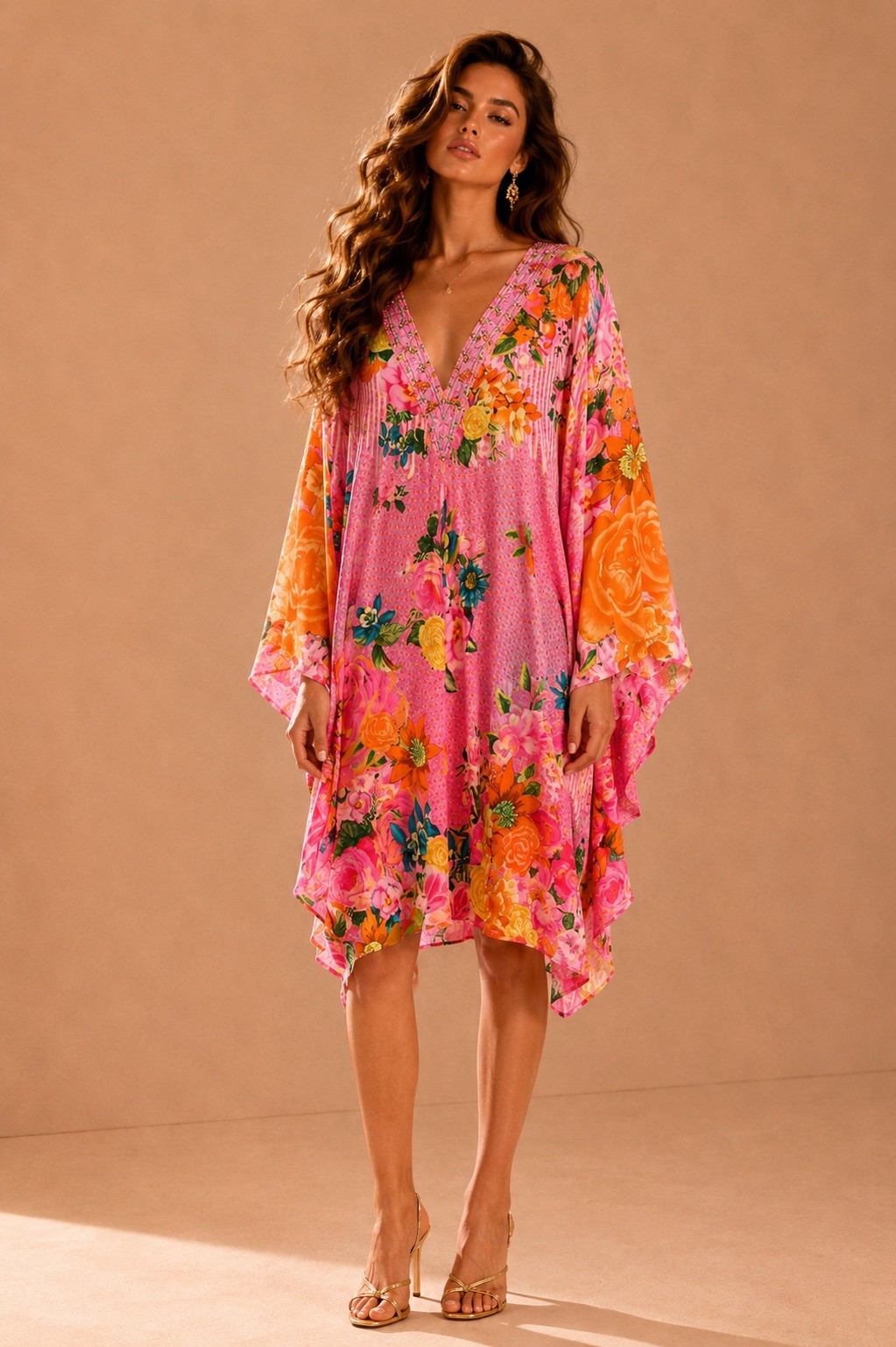 CAMILLA Illustration Nation T-Shape Short Kaftan One Size RRP $695