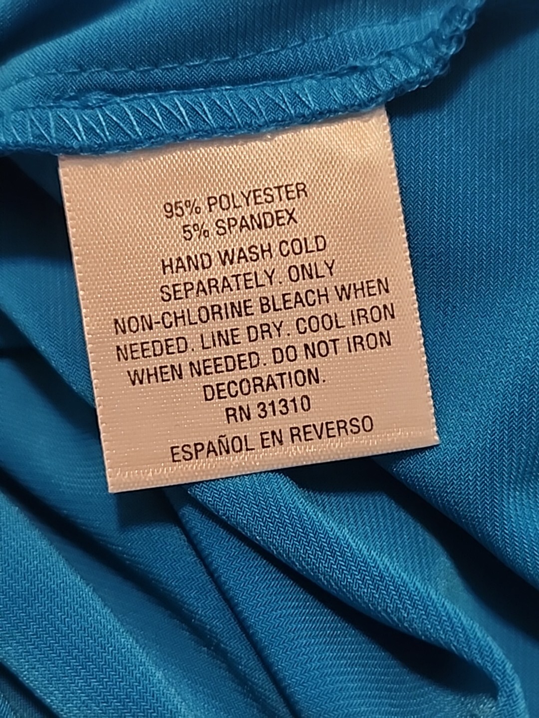Thalia Sodi Women’s S Teal Blue 3/4 Sleeve Pleated Faux Wrap Buckle Accent Dress