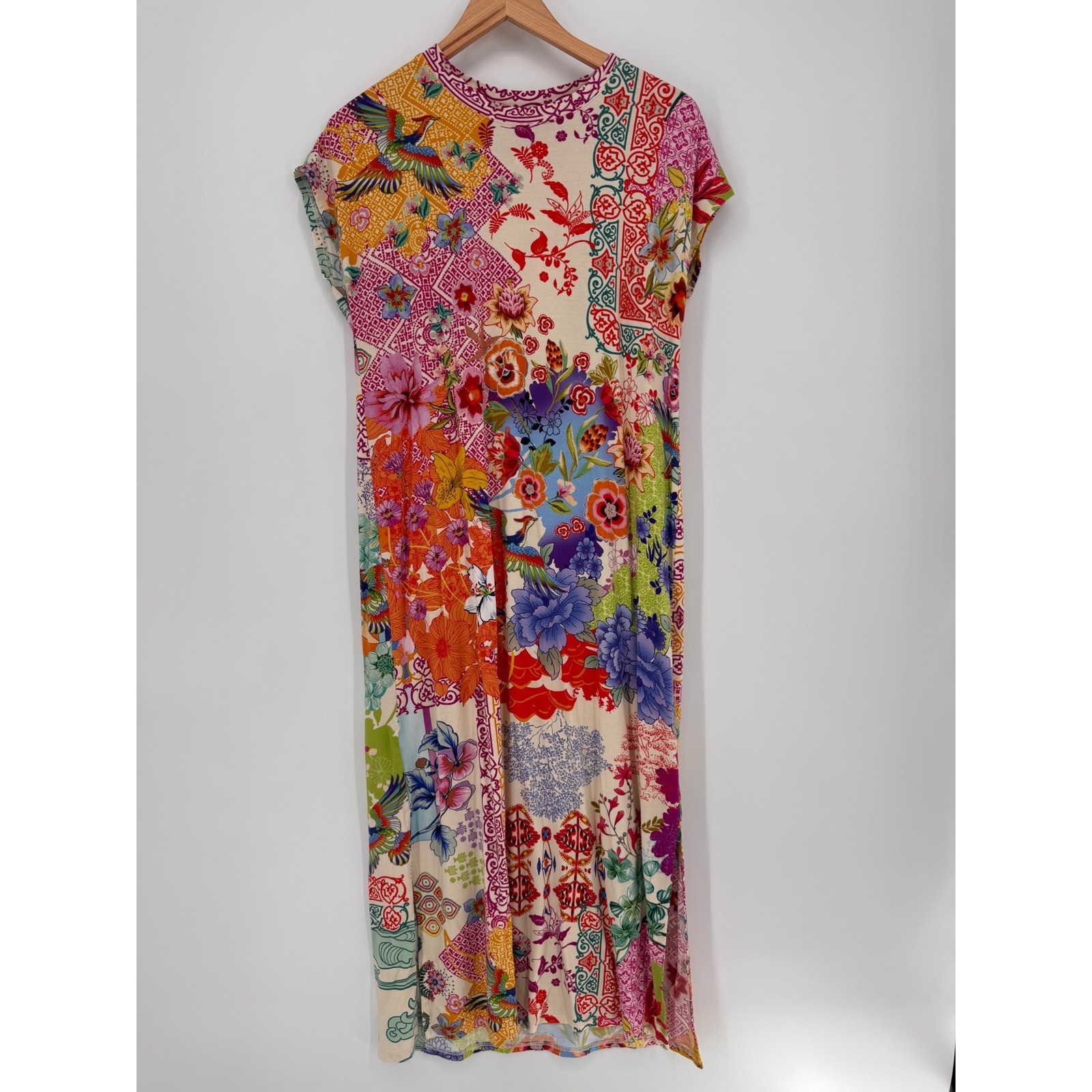 Johnny Was Maxi Dress Women Small Multi Floral Bird Patchwork T36024-4