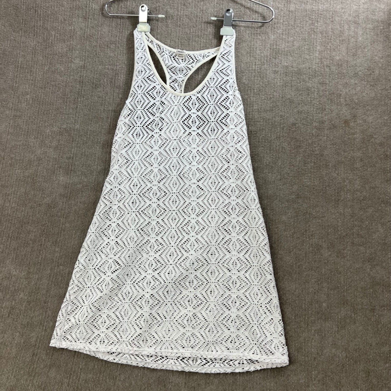 Roxy White Crochet Lace Cover Up Tank Top Dress Racerback S/P