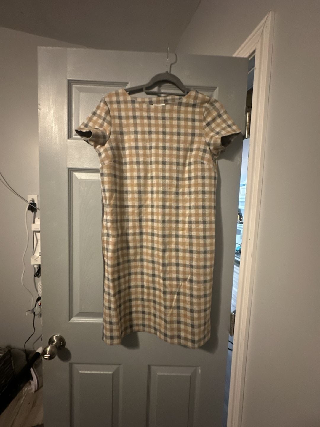 J. Jill Plaid Mixed-Media Shift Dress with Pockets