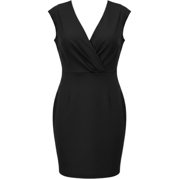 Katherine Kelly Rita Black Eternal Luxe V-Neck Sheath Dress 14 NWT 5218M300