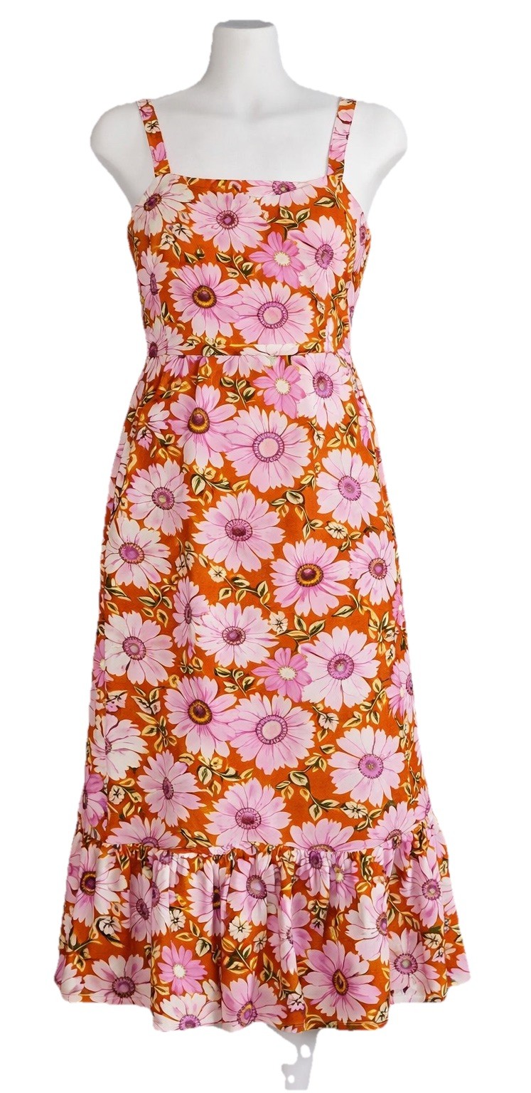 As U Wish Floral Midi Dress Juniors S Cutout Back Spring Casual Retro Summer NWT