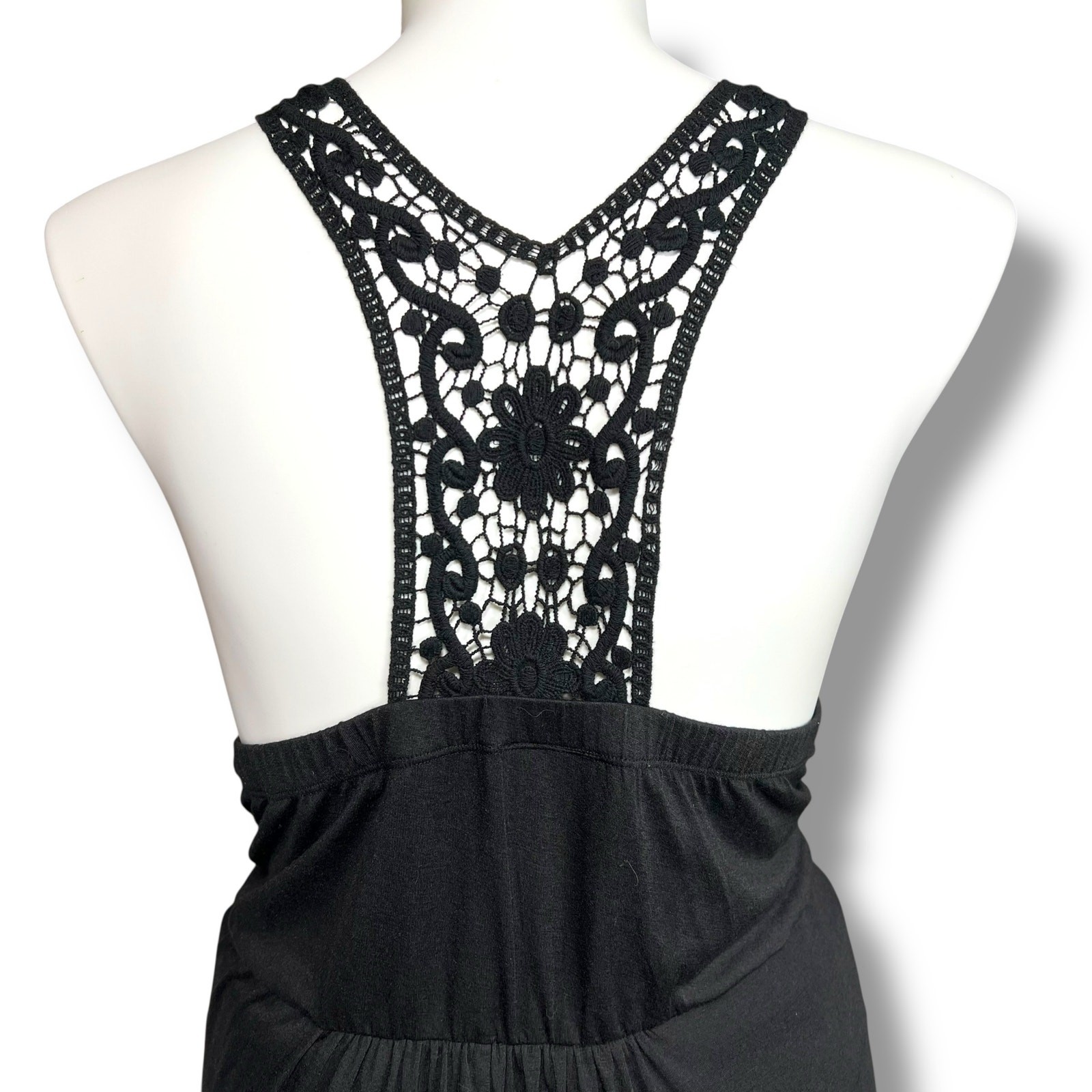 Vintage Torrid Womens Maxi Blouson Sundress V Neck Sleeveless Lace Back Black 4X