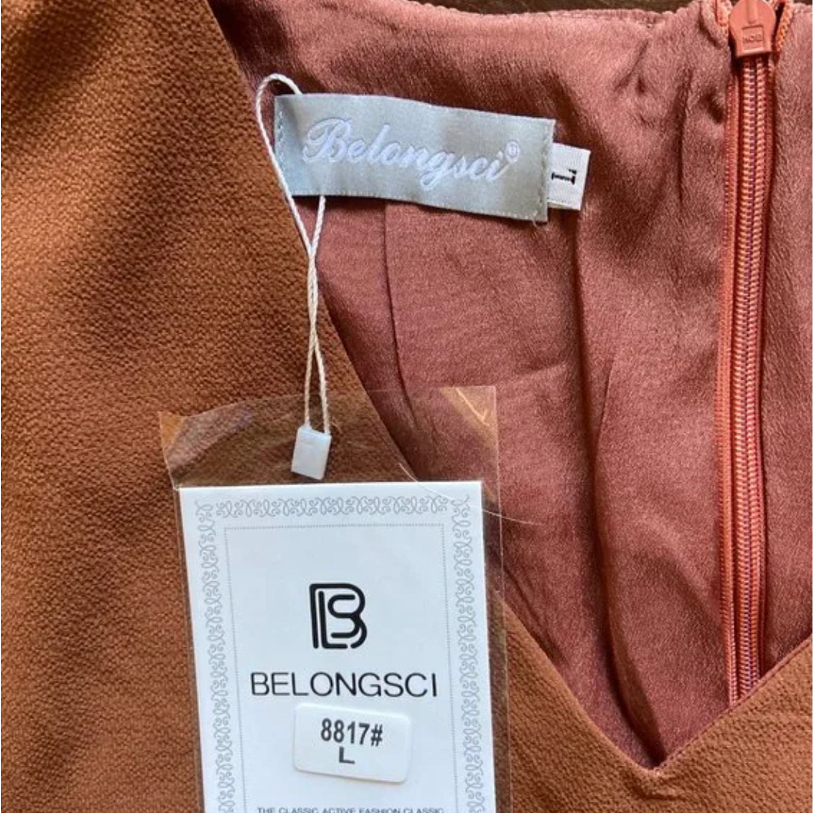NWT Belongsci Womens Bell Sleeve Shift Loose Shirt Dress Mini Large