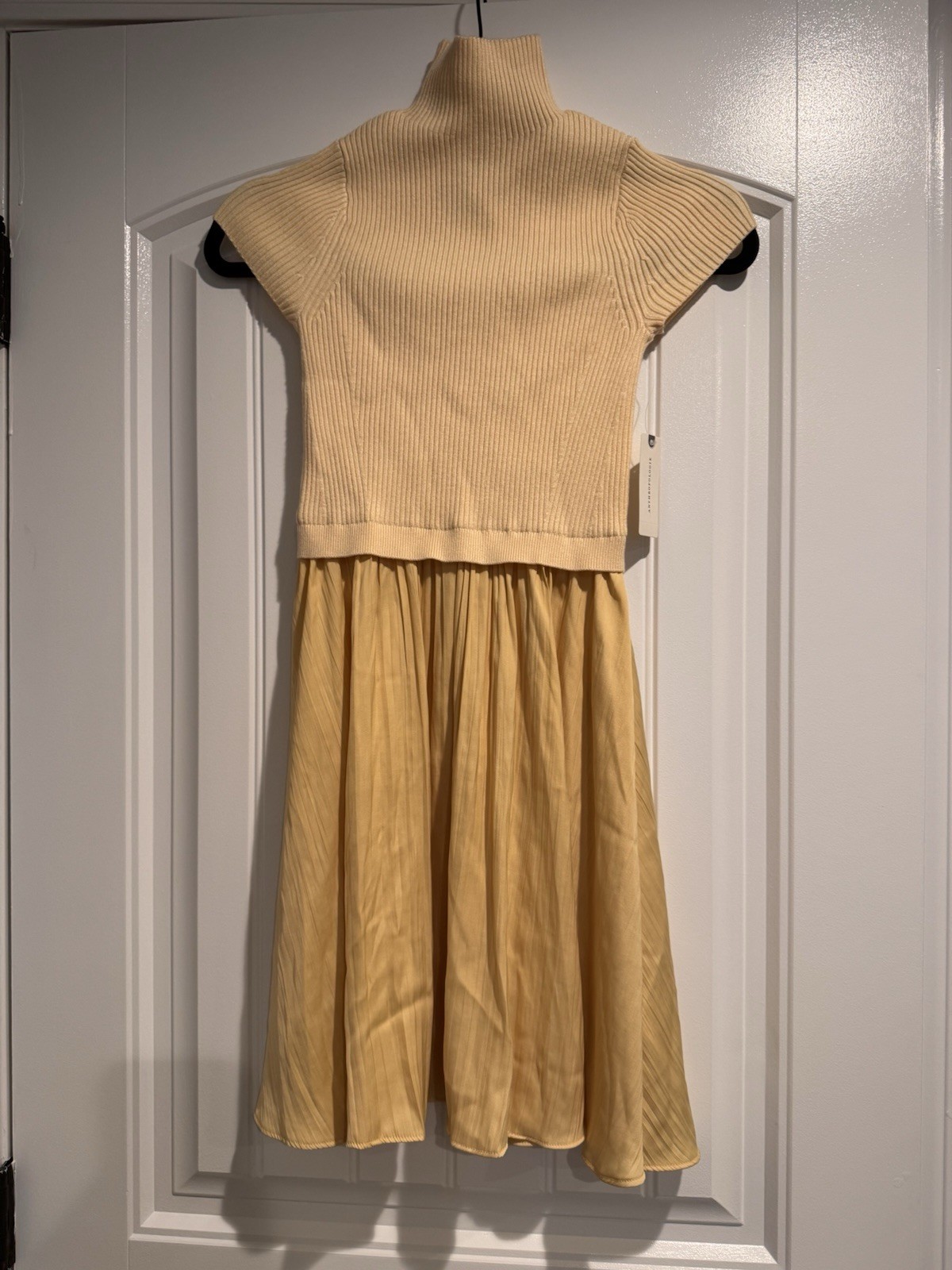 Anthropologie Women’s Dress, Ribbed Sweater Mock Turtleneck With Flowy Bottom