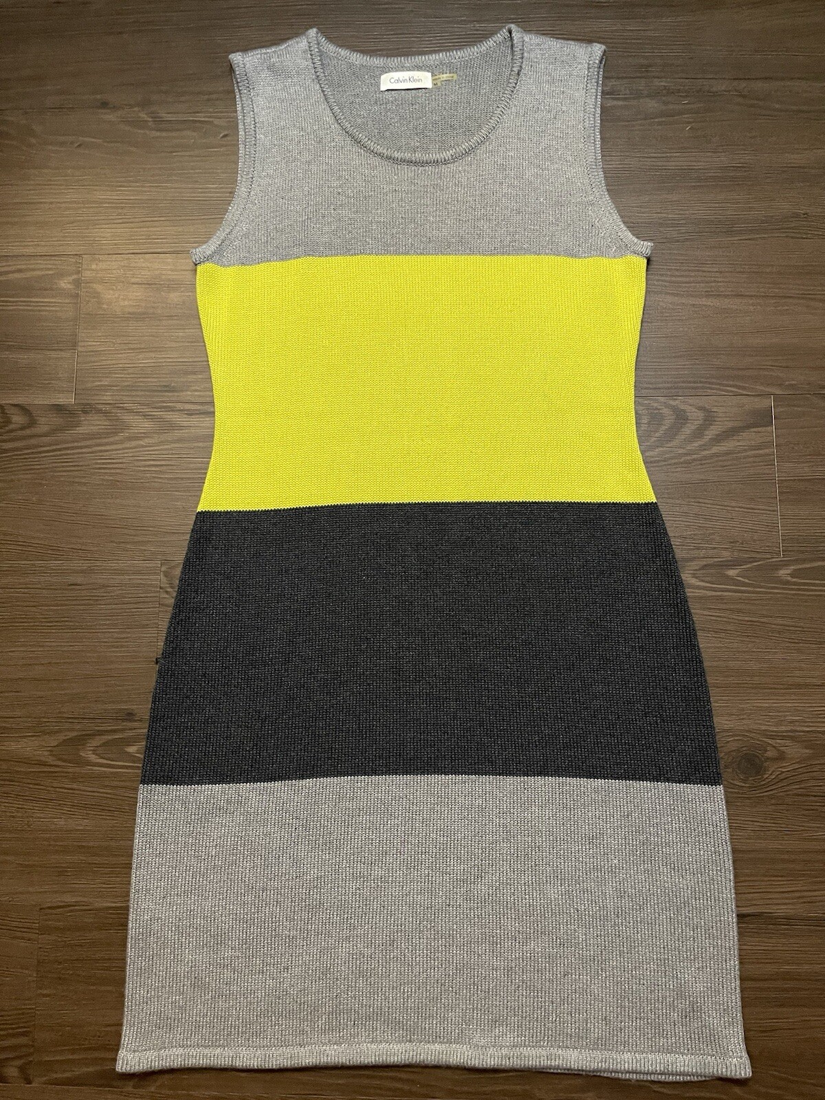 Calvin Klein Medium Multicolor Striped Acrylic/Polyester Blend Sleeveless Dress