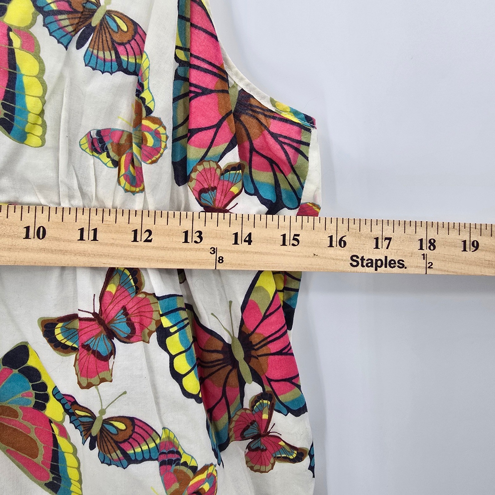 Old Navy Womens Butterfly Print Cotton Sun Dress White Pink Yellow Large