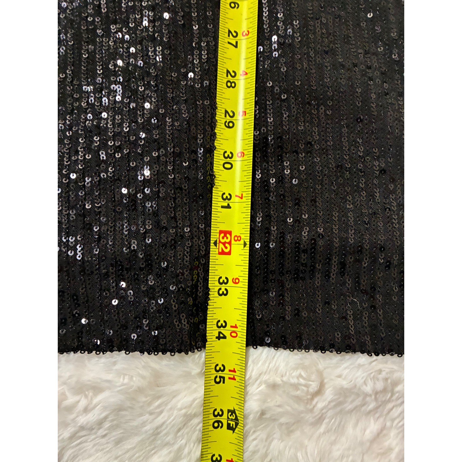 Betsey Johnson Black Sequin Mini Dress Rhinestone Fringe V-Neck JM38216X New