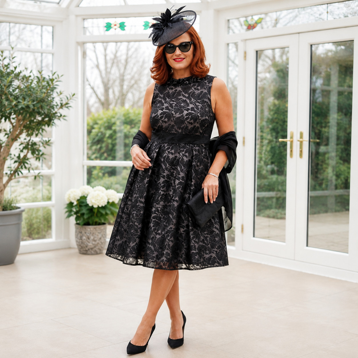 Coast Lace Vintage Style Dress with Pockets & Petticoat UK 14