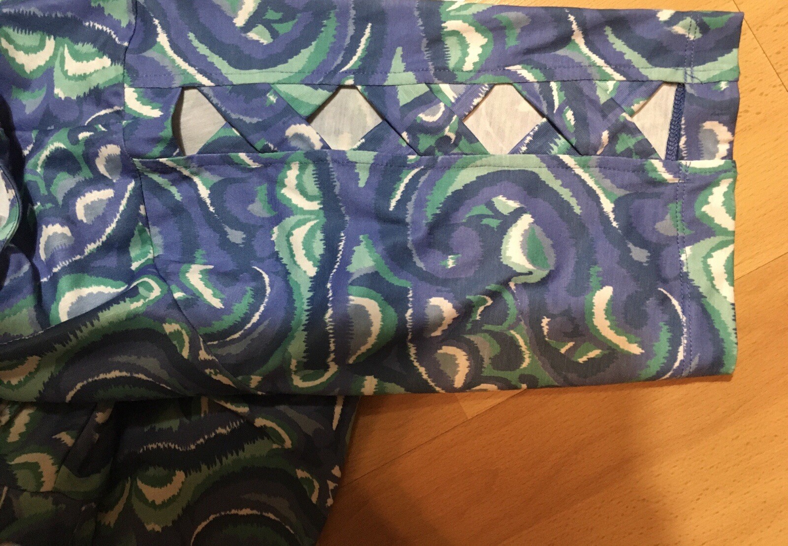 RUBY RD* Blue Green White Abstract Designs Dress Women’s Size 1X EUC