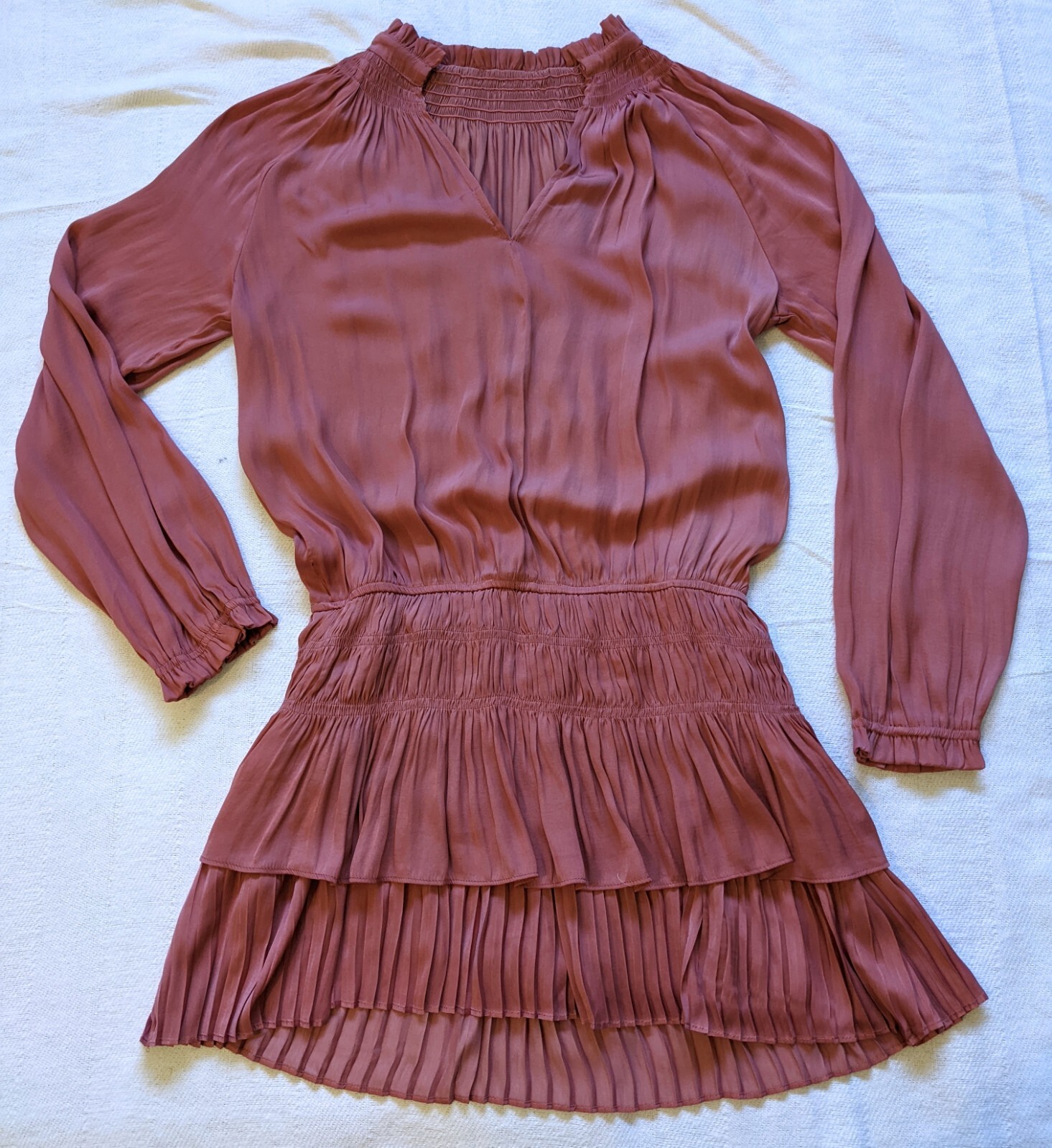 Pink victorian feminine 30’s high neck ruffle drape layered lolita mini dress M