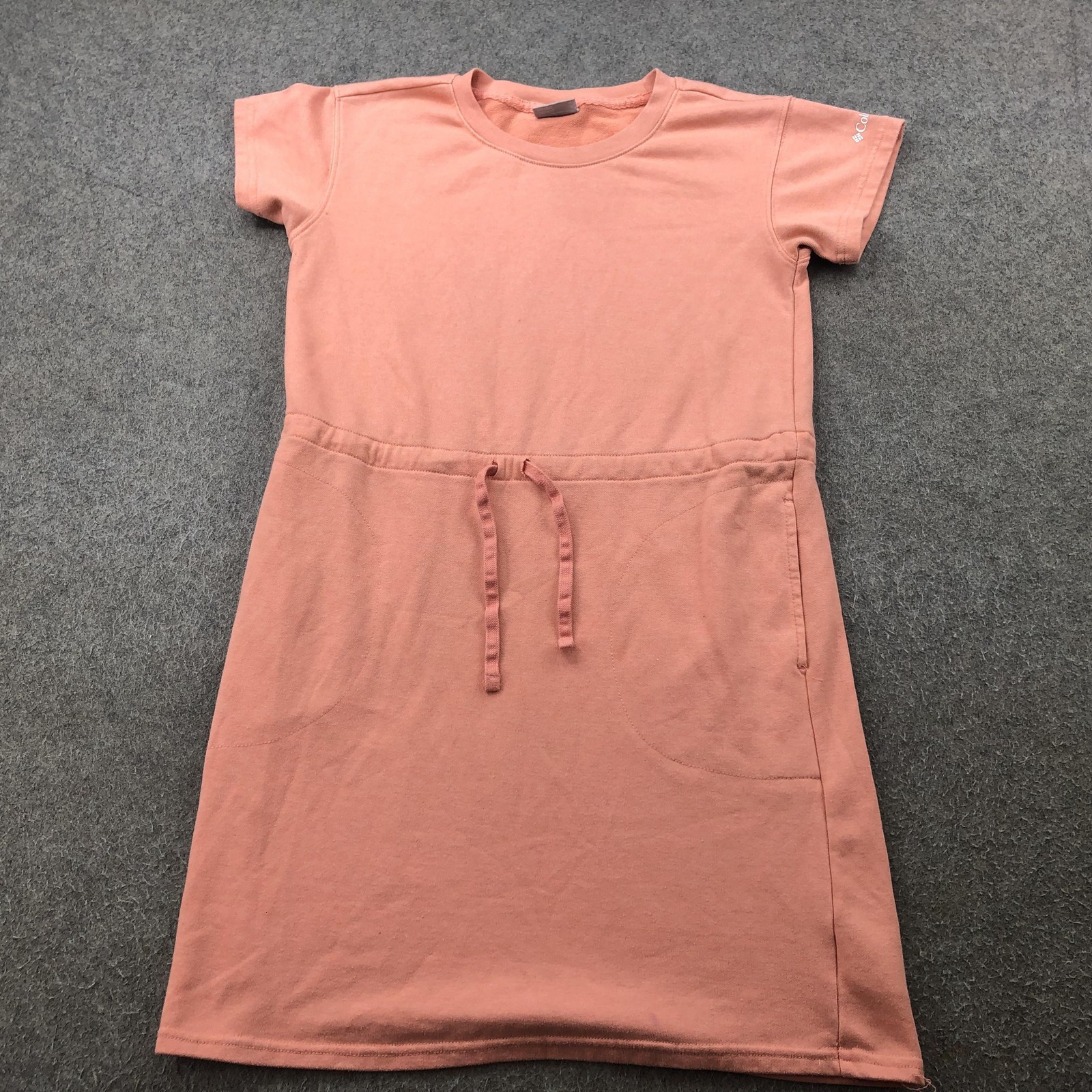 Columbia Dress Womens Small Pink Short Sleeve Drawstring Waist Pockets Casual
