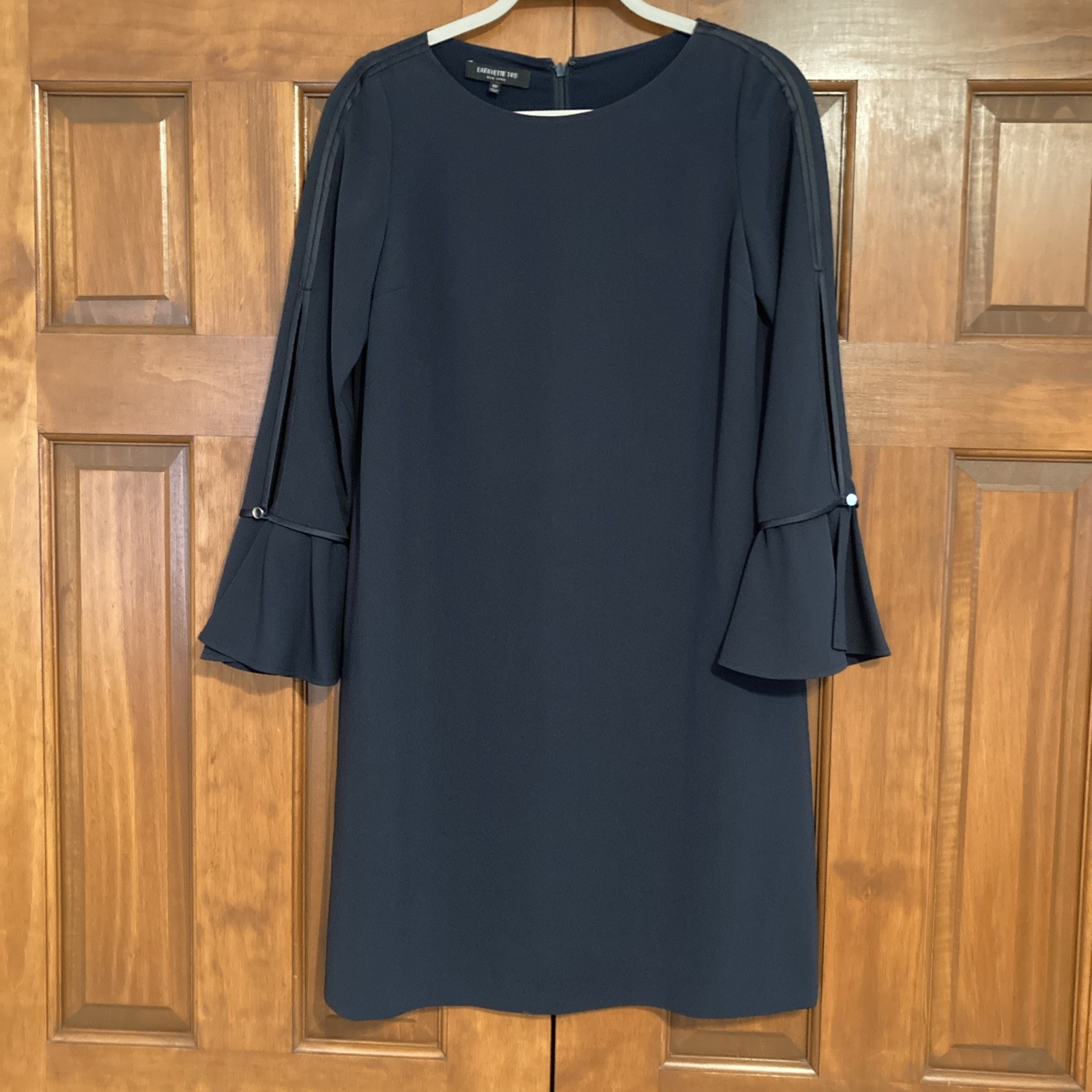 Lafayette 148 New York Dark Navy Crepe A-Line Shift Dress Women’s Size XS Career